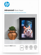HP Advanced-fotopapir, blankt, 250 g/m2, 10 x 15 cm (101 x 152 mm), 25 ark