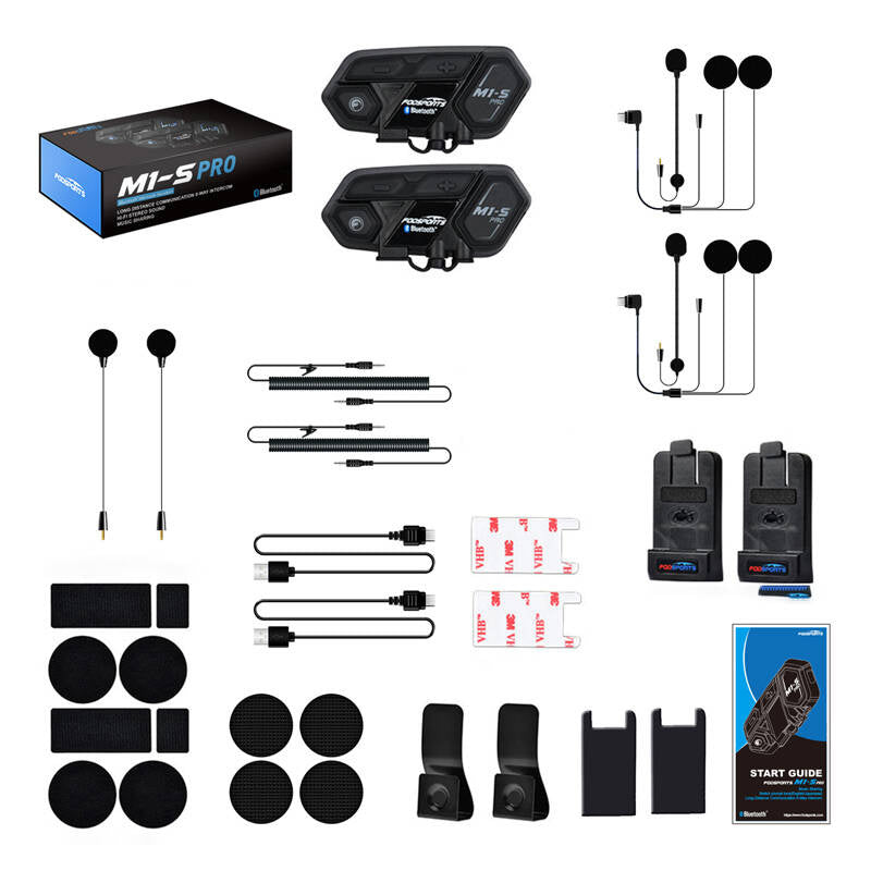 Fodsports M1-S Pro motorcykel intercom to-pakke (sort)