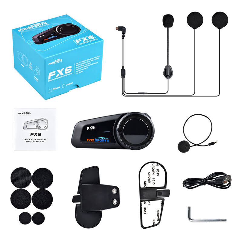 Fodsports FX6 motorcykel intercom (sort)