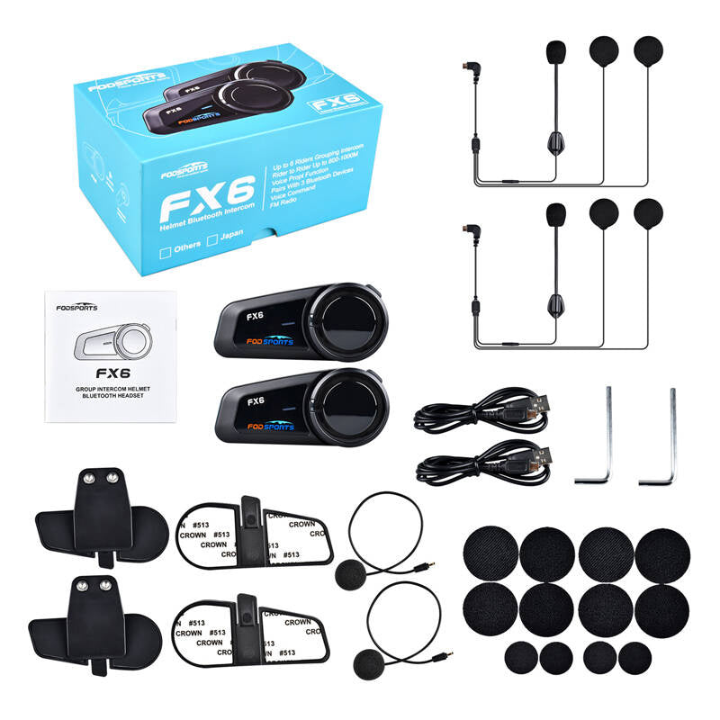 Fodsports FX6 motorcykel intercom to-pack (sort)