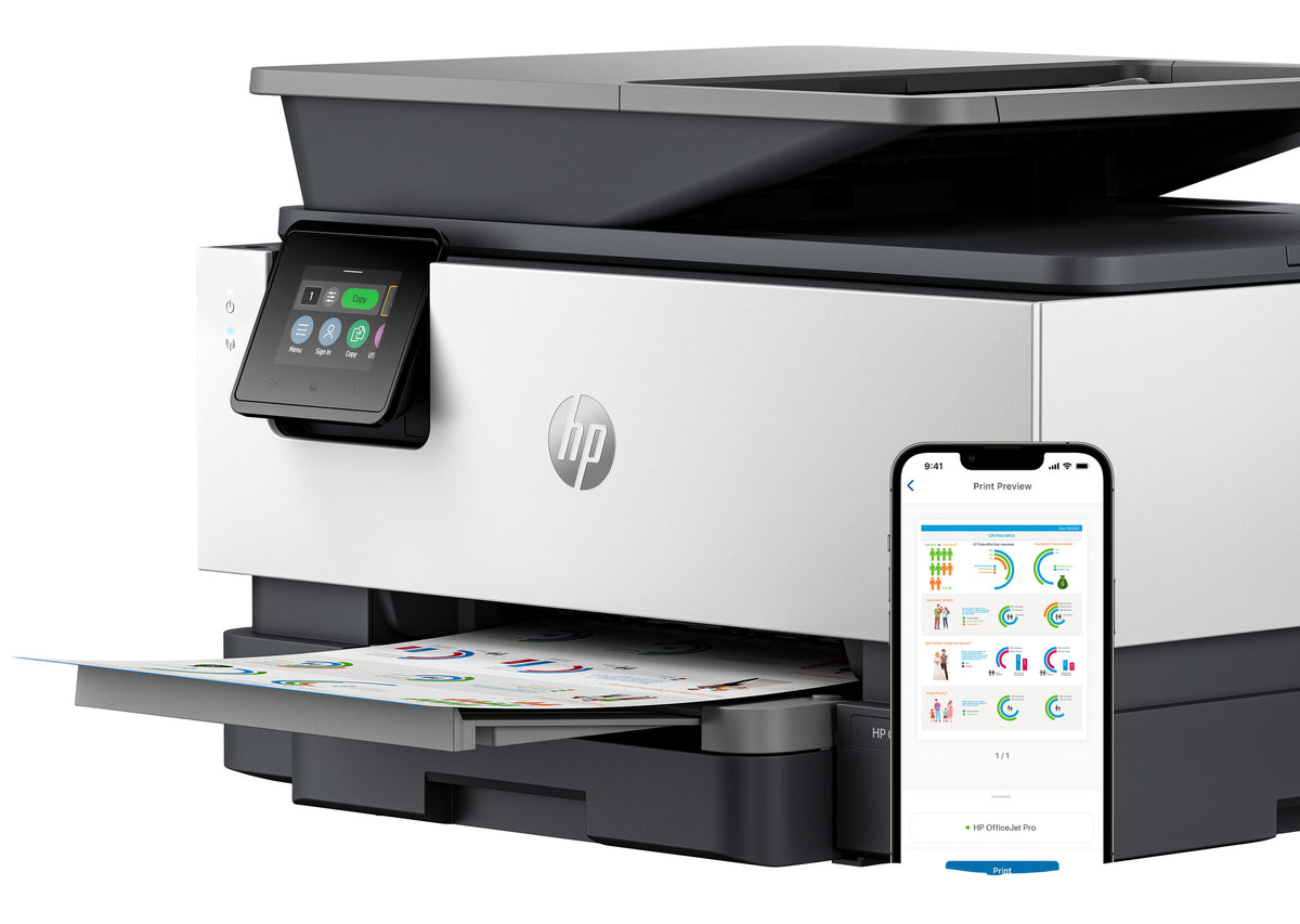 HP OfficeJet Pro 9120b Trådløst All-in-One Farve Printer, Tosidet print; Kopimaskine, scanner