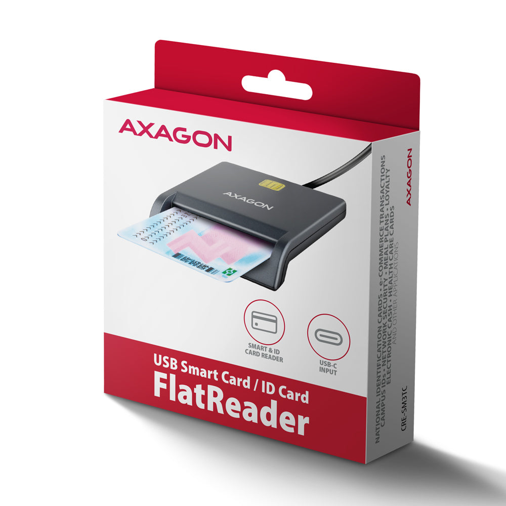 Axagon CRE-SM3TC smartcard læser Indendørs USB USB Type-C Grå