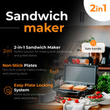 Adler AD 3073 sandwichtoaster 1400 W Sort, Sølv