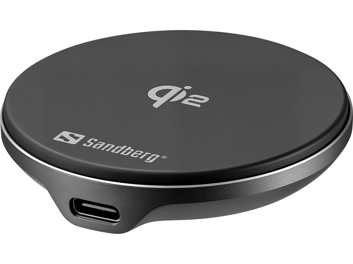 Sandberg 441-61 oplader til mobil enhed Universel Aluminium, Sort USB Trådløs opladning Indendørs