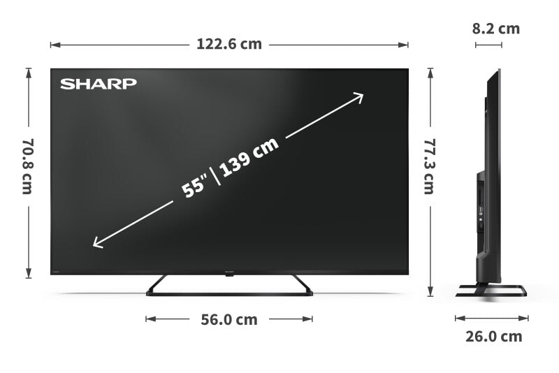 Sharp 55HP6265E TV 139,7 cm (55") 4K Ultra HD Smart TV Wi-Fi Sort