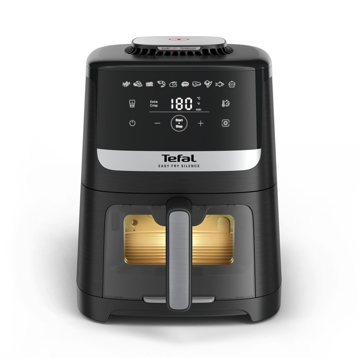 Tefal Easy Fry Silence EY5568E0 frituregryde Enkelt 5 L Enkeltstående Varmluftsteger Sort, Rustfrit stål