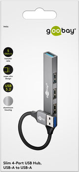 Goobay Slim 4-Port USB-A til USB-A Hub 4 porte lysegrå