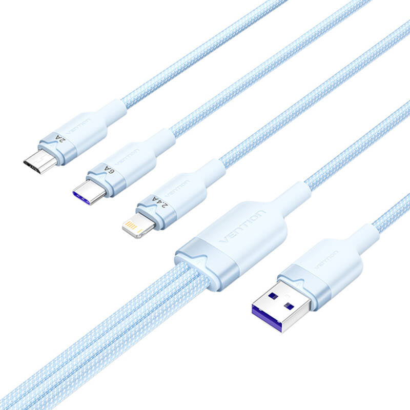 USB 2.0 A til 3-i-1 6A kabel Vention CTRLG 1.5M (blå)