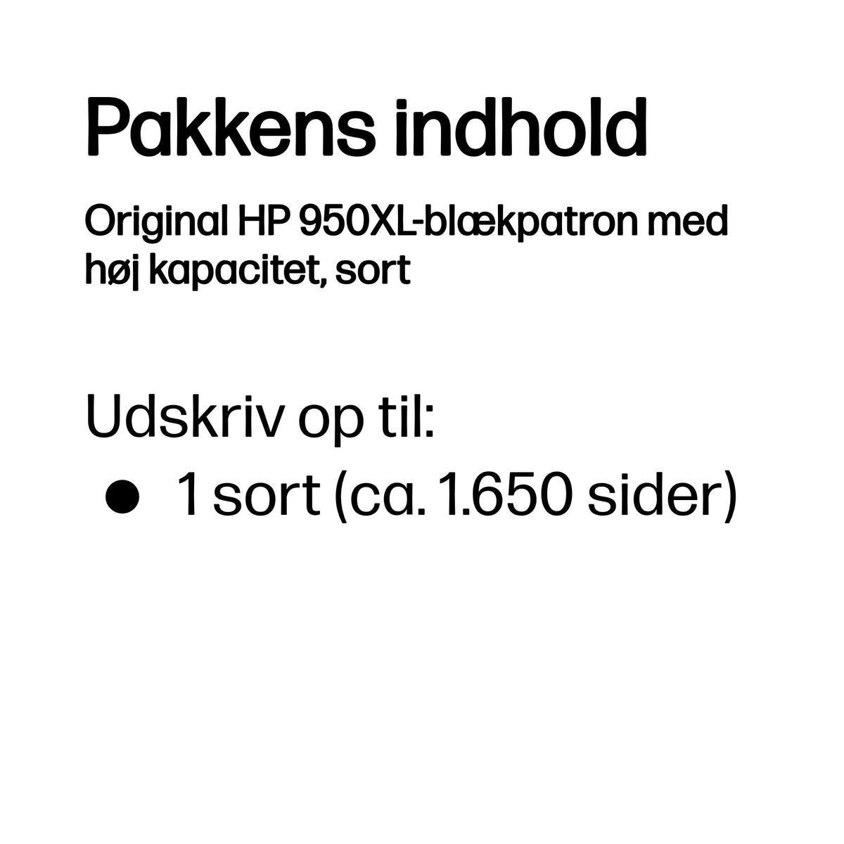 HP 950XL Sort 2300 sider Blæk CN045AE
