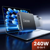 Tech Protect Dc240 W Gan 6 Ports Bordoplader Pd 240 W / Qc3.0 Sort