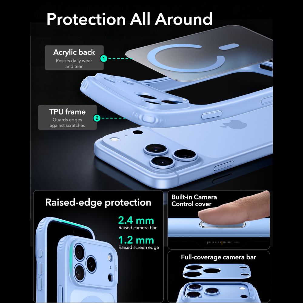 Esr Classic Hybrid Magsafe Iphone 17 Pro / 18 Pro Frosted Lysblå
