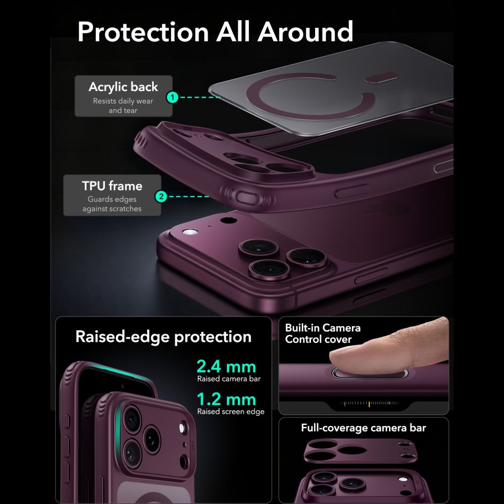 Esr Classic Hybrid Magsafe Iphone 17 Pro / 18 Pro Frosted Deep Burgundy