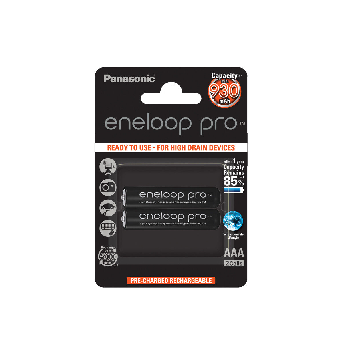 Panasonic 930mAh, 1.2V Genopladeligt batteri AAA