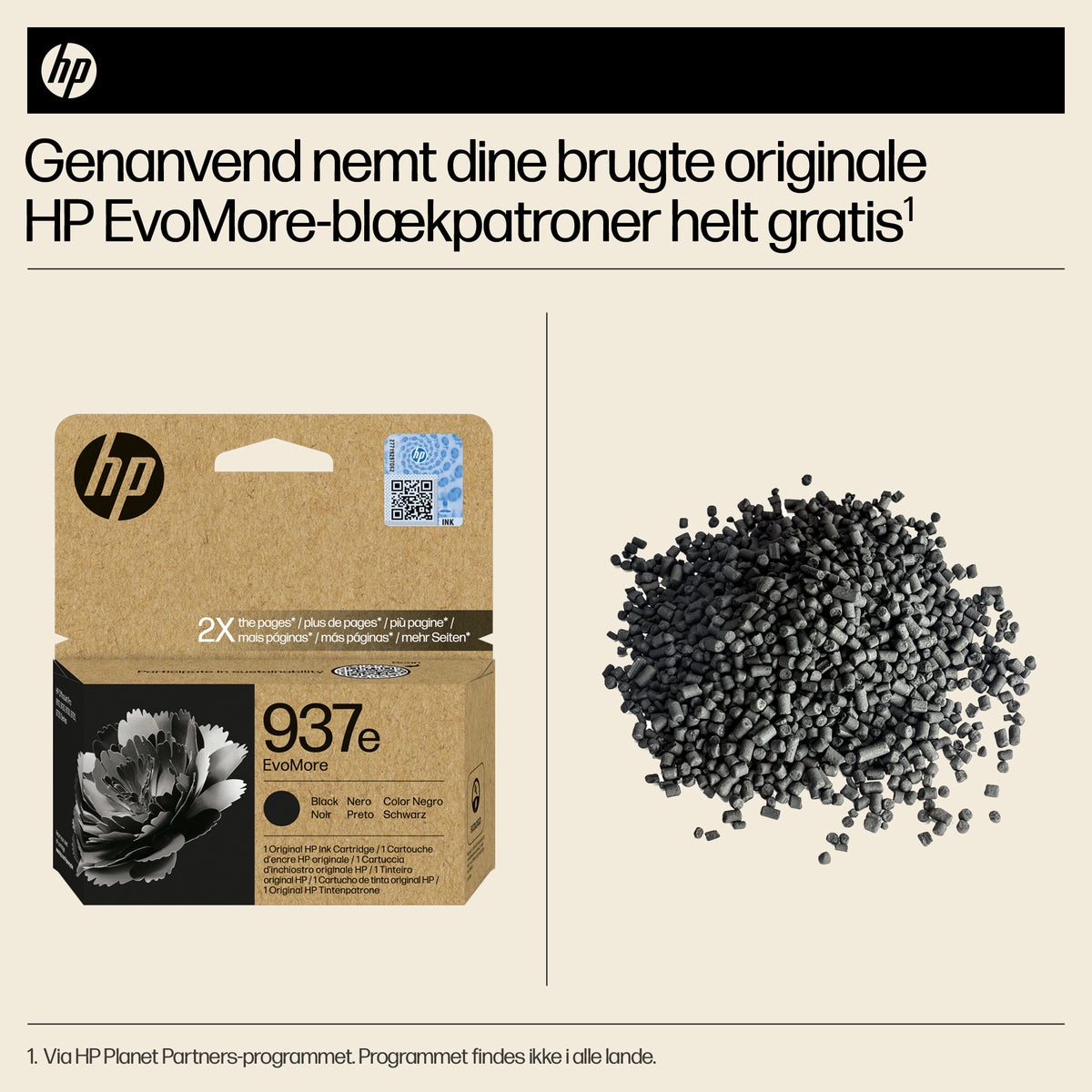 HP 937e EvoMore Sort 2500 sider Blæk