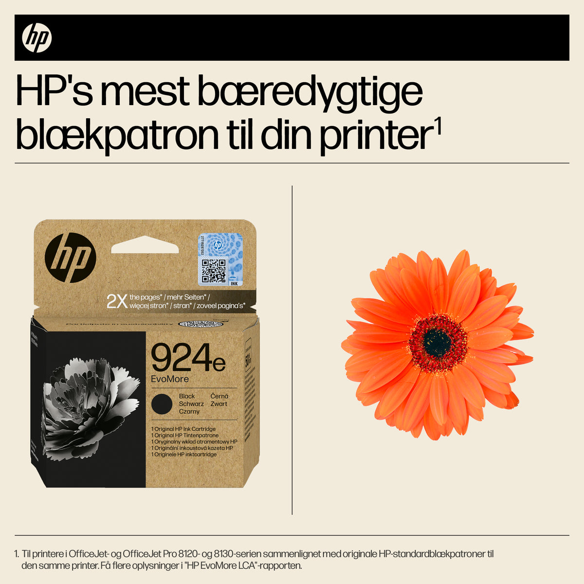 HP 924e EvoMore Black Original Sort 1000 sider Blæk