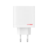 OnePlus 80W Dual Port SUPERVOOC Type-A + Type-C Adapter med USB-C kabel Hvid EU