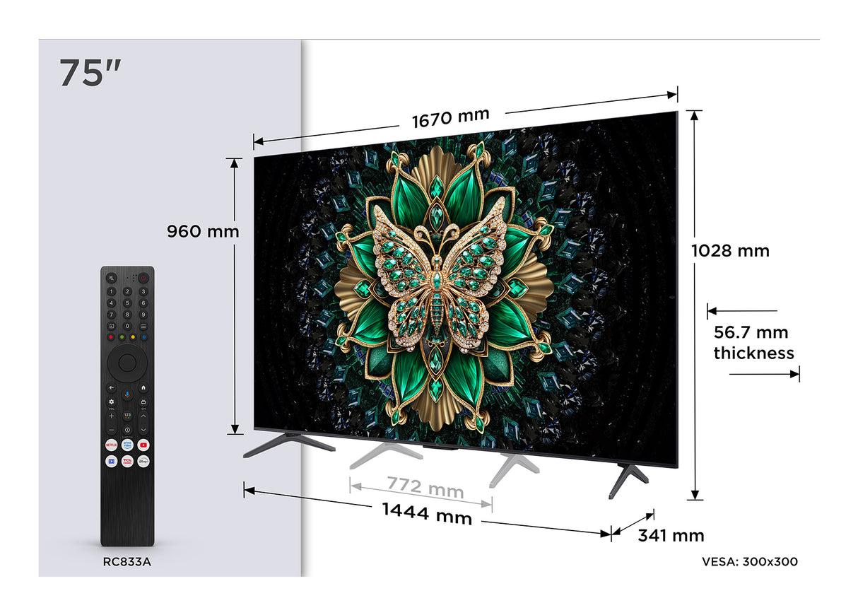 TCL 75C6K QD-Mini LED 4K Google TV
