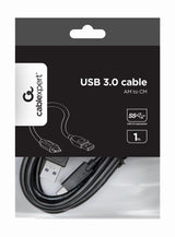 Gembird CCP-USB3-AMCM-1M USB-kabel USB 3.2 Gen 1 (3.1 Gen 1) USB C USB A Sort