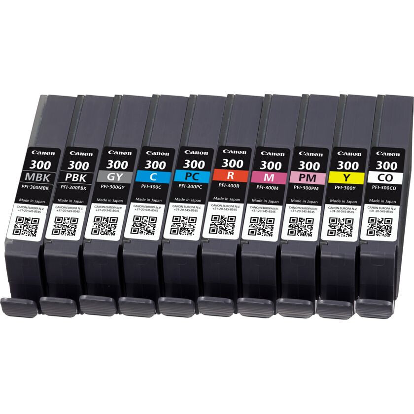 Canon PFI-300 blækpatron 10 stk Original Sort, Blå, Blå, Grå, Magenta, Foto sort, Foto magenta, Rød, Gul