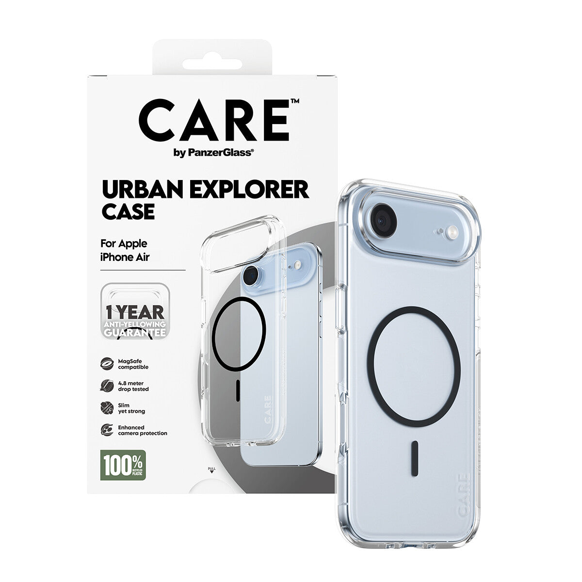 PanzerGlass CARE™ by ® Urban Explorer Case Transparent m. Sort MagSafe iPhone Air