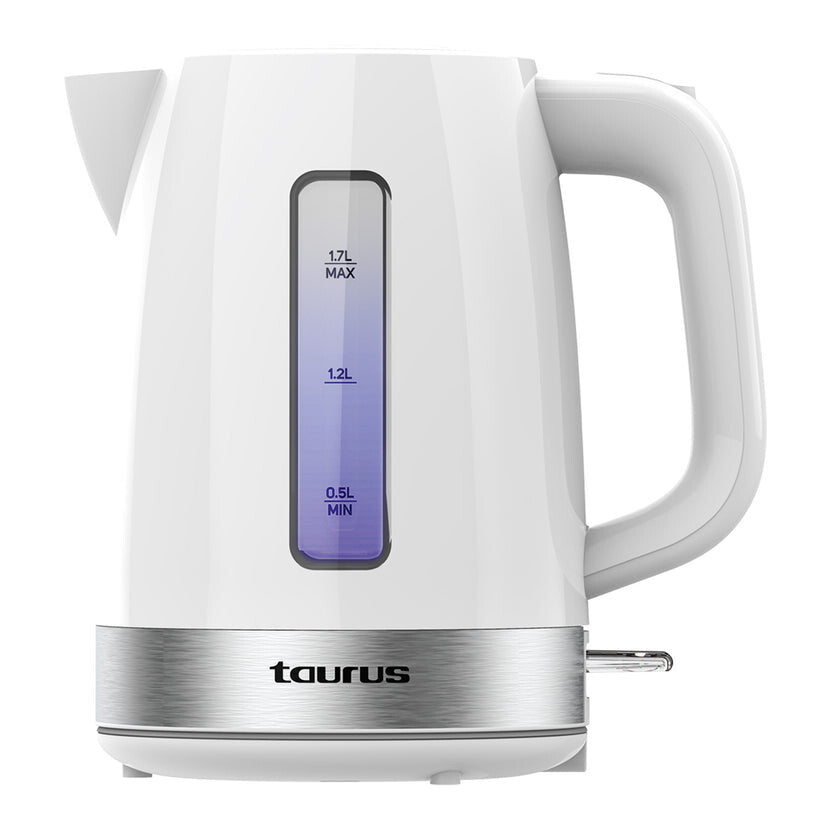 Taurus Aroa elkedel 1,7 L 2200 W Sølv, Hvid