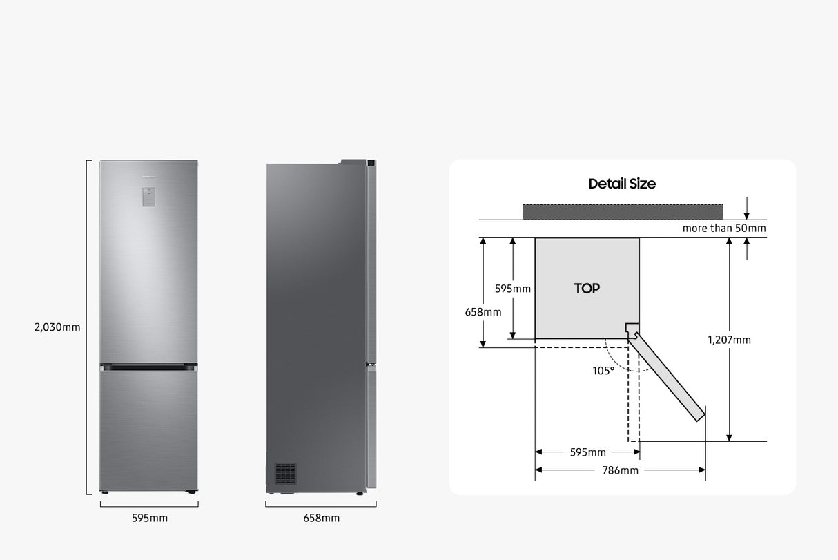 Samsung RB38C607AS9/EF fritstående kølefryseskab