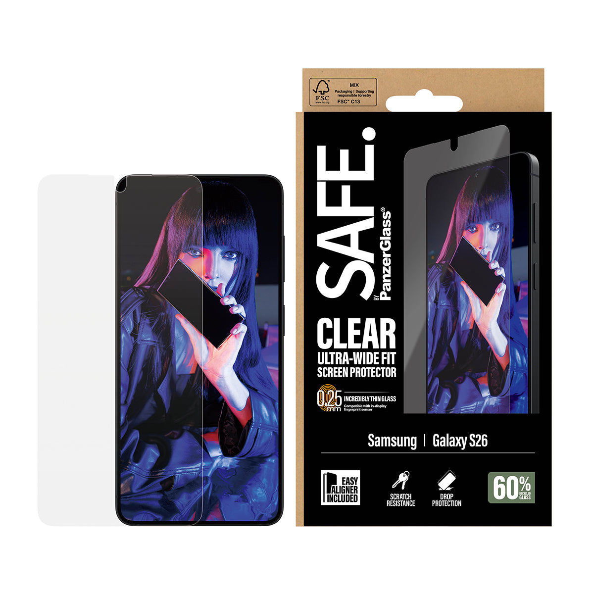PanzerGlass SAFE. by ® Screen Protector Samsung New Galaxy S 2026 | Ultra-Wide Fit w. EasyAligner Samsung - New Galaxy S2026