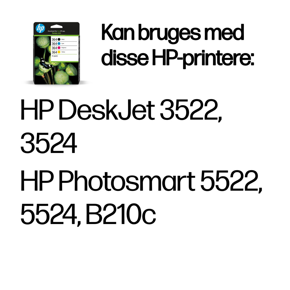 HP 364 Sort Gul Cyan Magenta Blæk N9J73AE