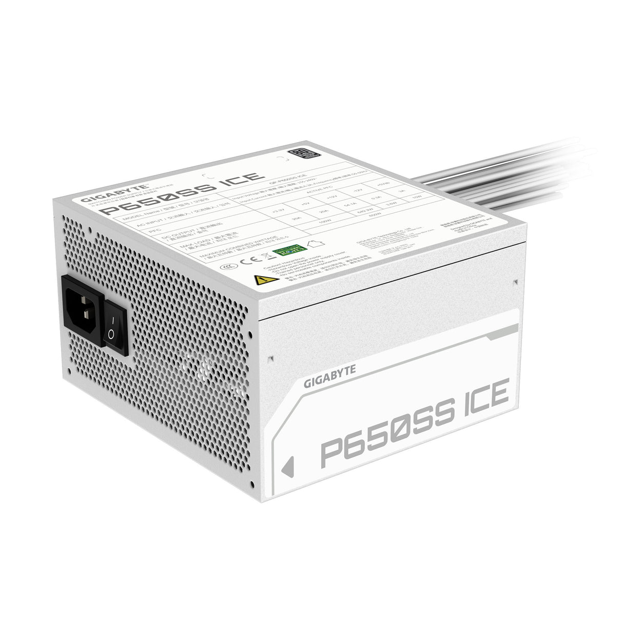 GIGABYTE P650SS ICE enhed til strømforsyning 650 W 20+4 pin ATX ATX Hvid