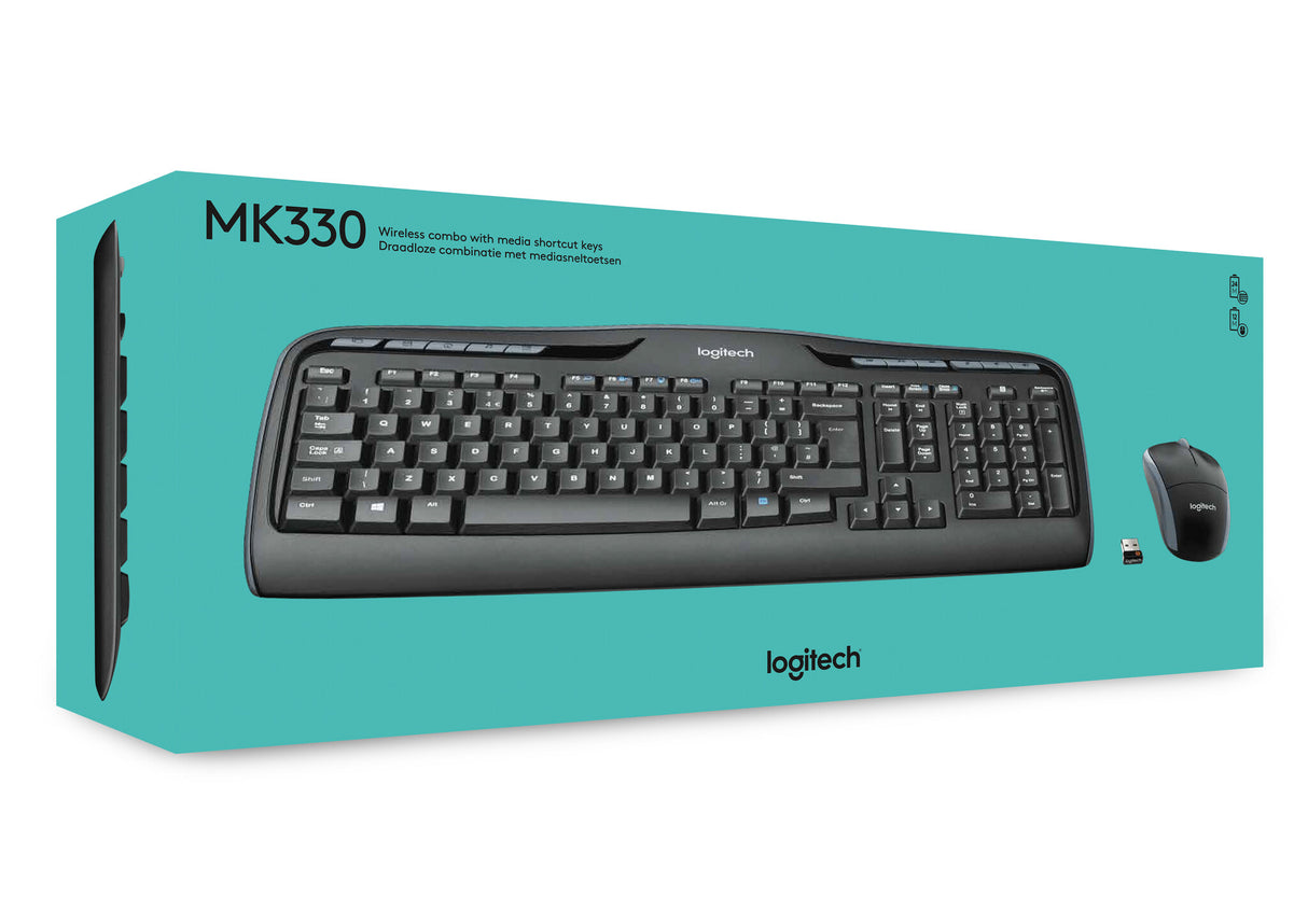 Logitech MK330 tastatur Mus inkluderet Kontor USB QWERTY US International Sort