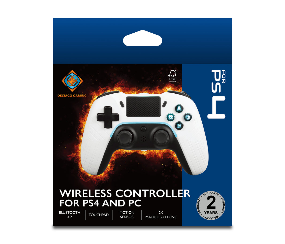 Deltaco Gaming controller PS4/PC/Android/iOS, white
