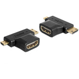 DeLOCK HDMI adapter, 19-pin hun til Mini-HDMI/Micro-HDMI, sort
