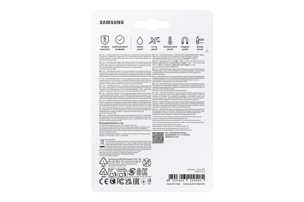 Samsung MUF-256BE USB flash drive 256 GB USB Type-A 3.2 Gen 1 (3.1 Gen 1) Silver