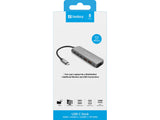 Sandberg USB-C Dock HDMI + 2xUSB-A + 2xUSB-C + PD100W Ledningsført USB 3.2 Gen 1 (3.1 Gen 1) Type-C Aluminium