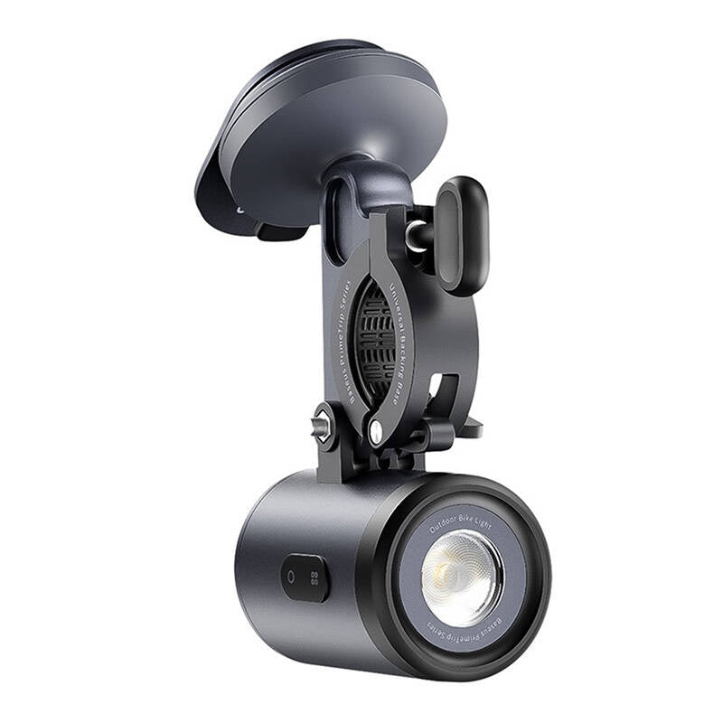 Baseus PrimeTrip 2-i-1-cykelstativ, telefonholder + lommelygte (sort)