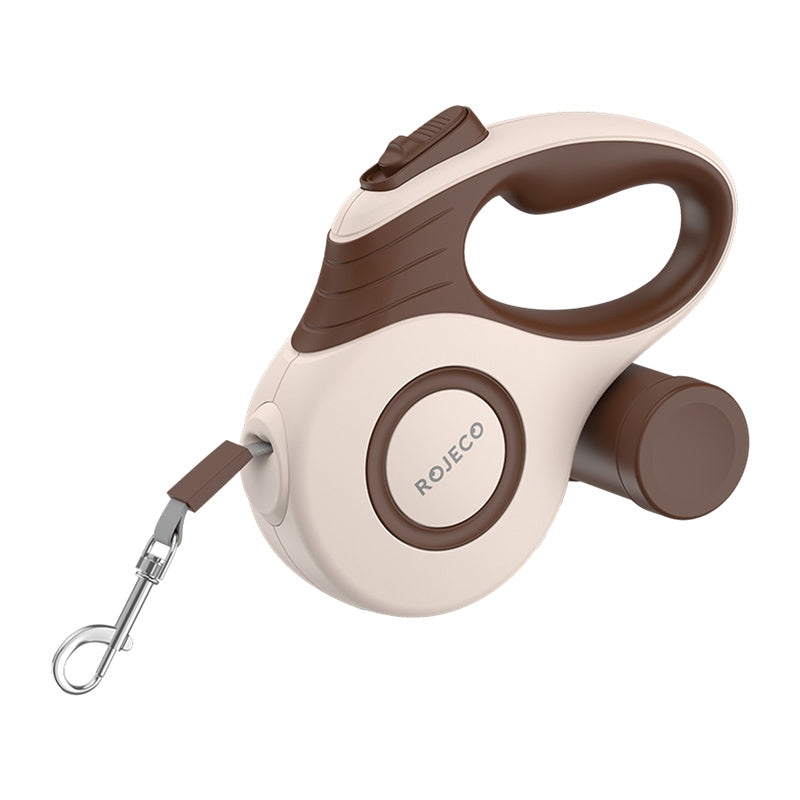Rojeco A12 5M Automatisk tiltrækbar hundesnore (brun)