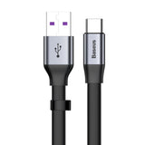 Baseus Simple flad kabel USB kabel / USB Type C SuperCharge 5A 40W Quick Charge 3.0 QC 3.0 23cm grå (CATMBJ-BG1)