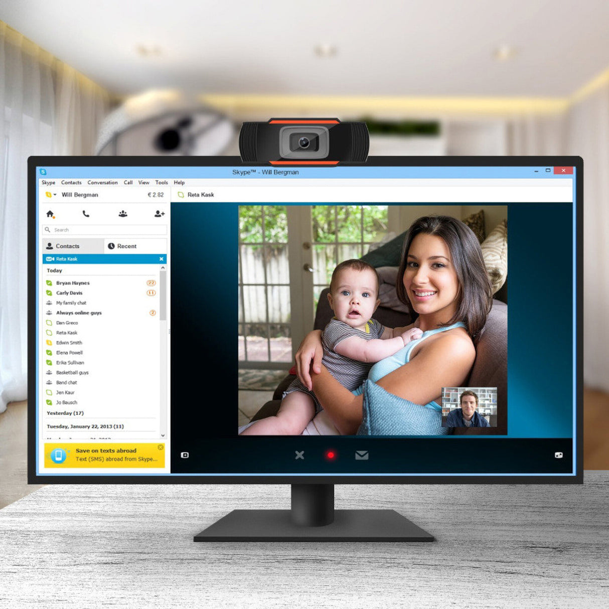 Platinet PCWC720 webcam 1280 x 720 pixel USB 2.0 Sort, Rød