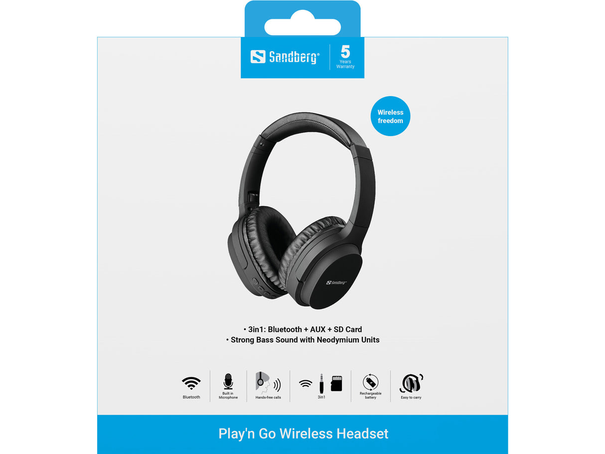 Sandberg 126-37 hovedtelefoner/headset Kabel & trådløs Opkald/musik USB Type-C Bluetooth Sort
