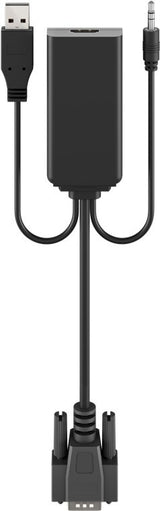 Goobay 61259 videokabel adapter 0,16 m VGA (D-Sub) + 3.5mm + USB Type-A HDMI Sort