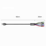 Baseus cable USB 4in1 Lightning / 2x USB Type C / micro USB cable in nylon braid 3.5A 1.2m black (CA1T4-B01)