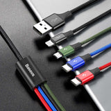 Baseus cable USB 4in1 Lightning / 2x USB Type C / micro USB cable in nylon braid 3.5A 1.2m black (CA1T4-B01)