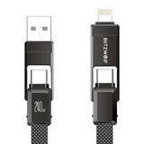 Blitzwolf BW-HDC7 4-i-1 USB+C+Lightning kabel 240W 1,2m (sort)