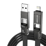 Blitzwolf BW-HDC7 4-i-1 USB+C+Lightning kabel 240W 1,2m (sort)