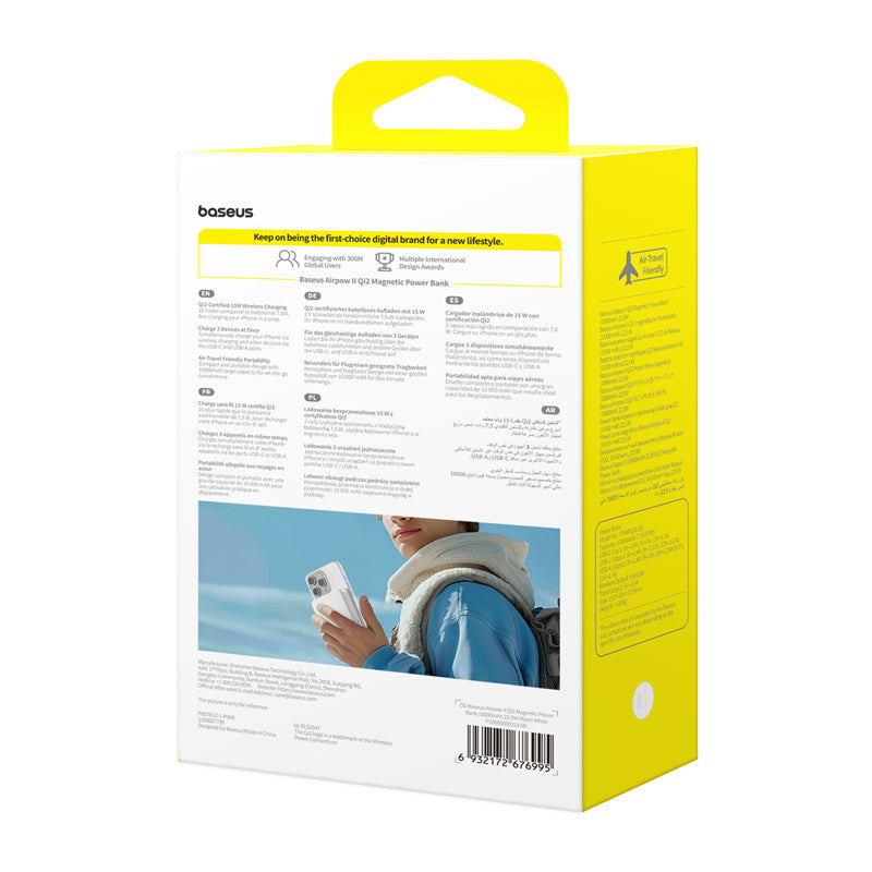 Baseus Airpow2 Qi2 magnetisk powerbank 10000mAh 22.5W (hvid)