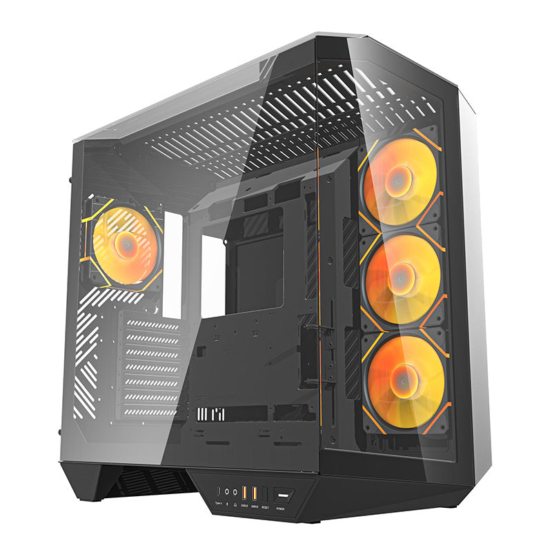 Darkflash DY470 computercase (sort) + 4 fans + GPU-brakette