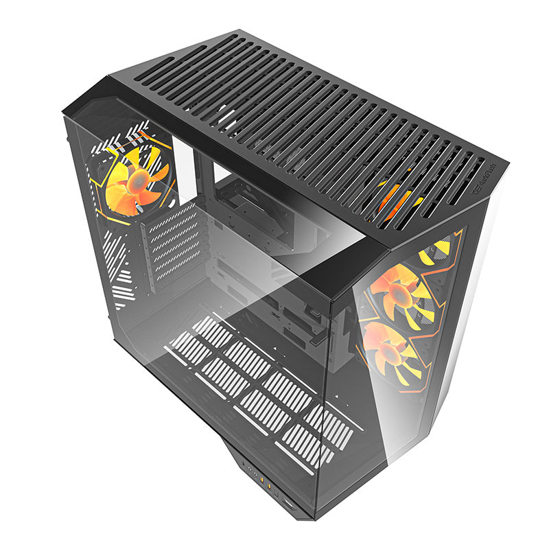 Darkflash DY470 computercase (sort) + 4 fans + GPU-brakette