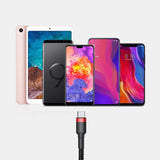 Baseus Cafule Cable holdbar nylon kabel USB / USB-C QC3.0 2A 3M rød (CATKLF-U09)