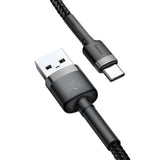 Baseus Cafule Kabel USB-A / USB-C QC3.0 2A 3m - Grå-Sort