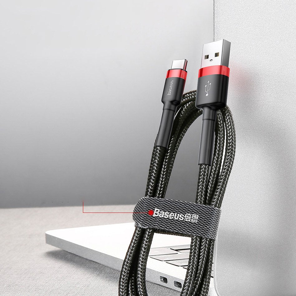 Baseus Cafule Cable durable nylon cable USB / USB-C QC3.0 2A 3M black-red (CATKLF-U91)